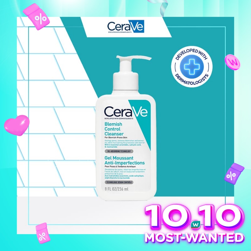 CeraVe Blemish Control Cleanser 236ml - Daily Gentle Face Cleanser for Acne Prone Skin