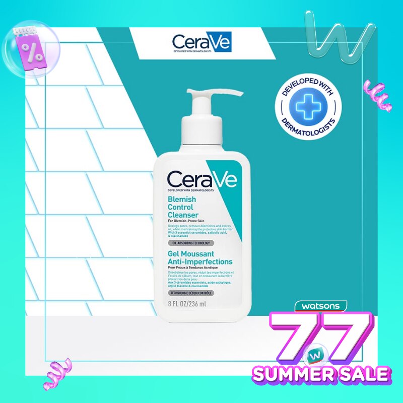 CeraVe Blemish Control Cleanser 236ml - Daily Gentle Face Cleanser for Acne Prone Skin