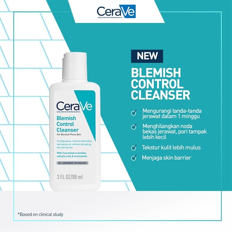 CeraVe Blemish Control Cleanser 88ml - Daily Gentle Face Cleanser for Acne Prone Skin
