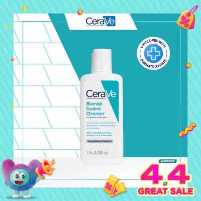 CERAVE - CeraVe Blemish Control Cleanser 88ml - Daily Gentle Face Cleanser for Acne Prone Skin