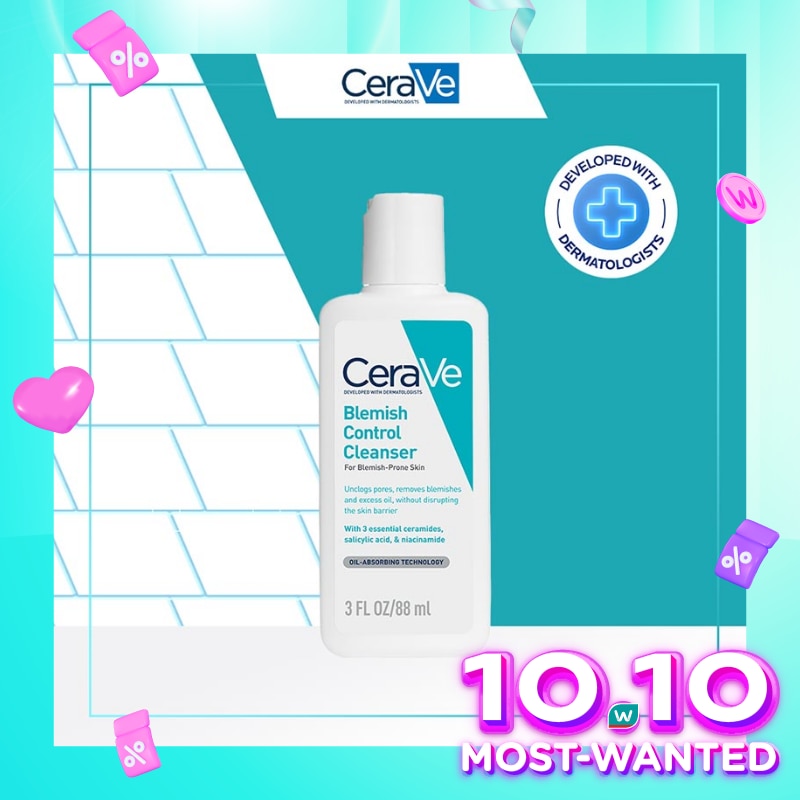 CeraVe Blemish Control Cleanser 88ml - Daily Gentle Face Cleanser for Acne Prone Skin