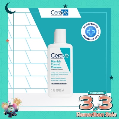 CERAVE CeraVe Blemish Control Cleanser 88ml - Daily Gentle Face Cleanser for Acne Prone Skin