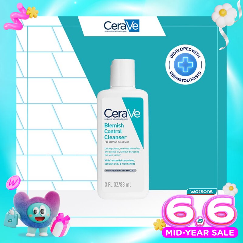 CeraVe Blemish Control Cleanser 88ml - Daily Gentle Face Cleanser for Acne Prone Skin
