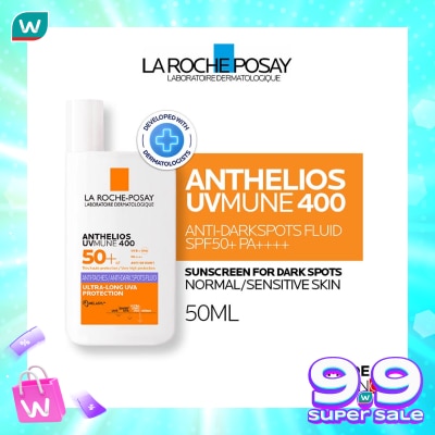 LA ROCHE POSAY La Roche Posay Anthelios UVMune 400 Anti-Dark Spots Fluid SPF50+ PA++++ 50ml -  Sunscreen Kulit Normal/Sensitive dengan Noda Hitam