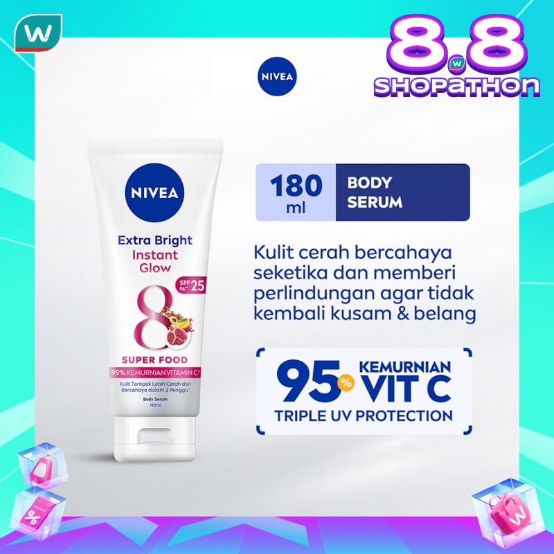 Promo Harga Nivea Body Serum Extra White Care & Protect 180 ml - Watsons