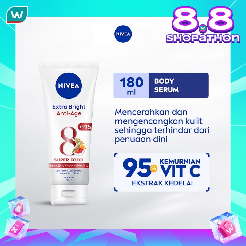 Promo Harga Nivea Body Serum Extra White Anti Age 180 ml - Watsons