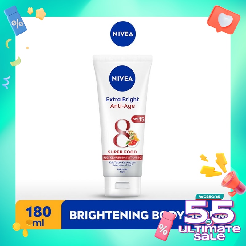 Promo Harga Nivea Body Serum Extra White Anti Age 180 ml - Watsons