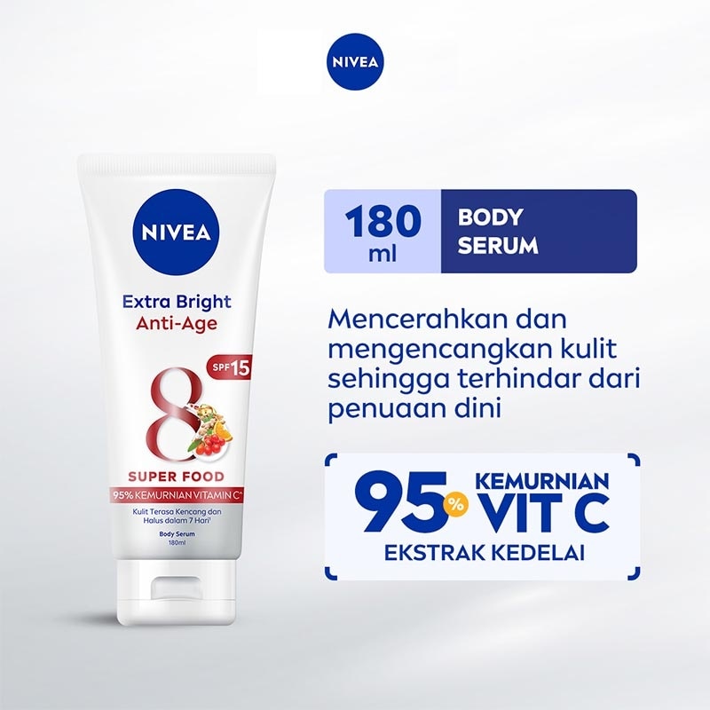 Promo Harga Nivea Body Serum Extra White Anti Age 180 ml - Watsons