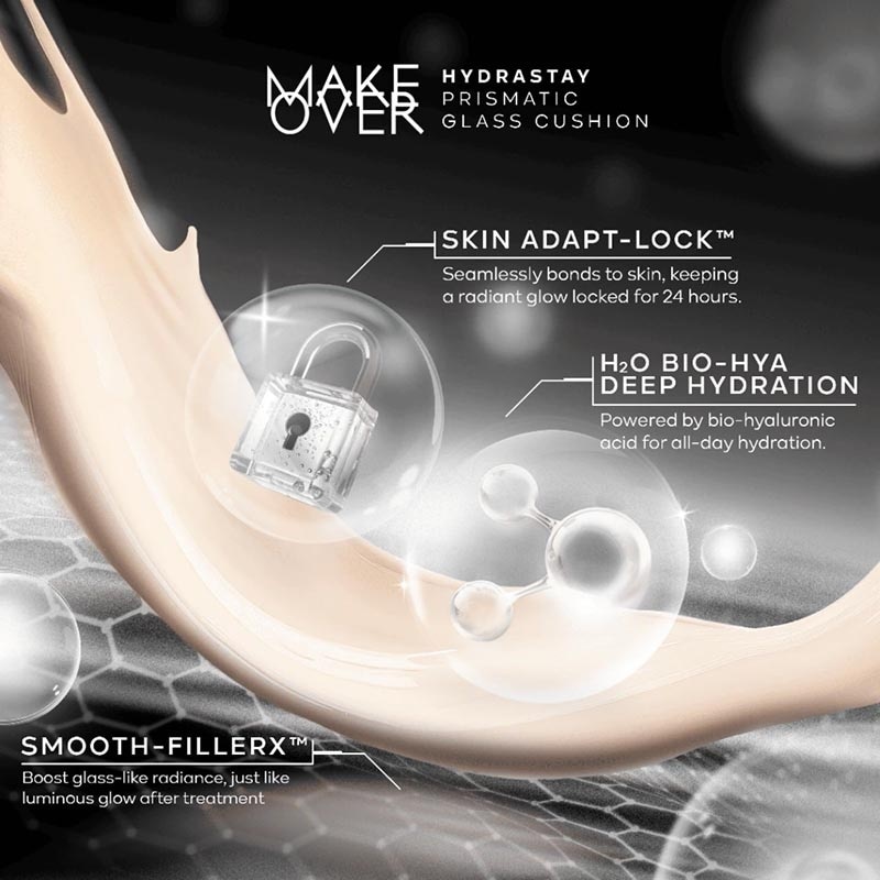 Make Over Hydrastay Prismatic Glass Cushion N10 Marble 12g - Refill