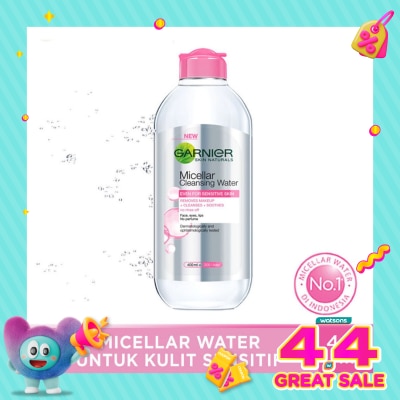 GARNIER - Garnier Micellar Water Pink 400ml - Sensitive Skin Cleansing Water