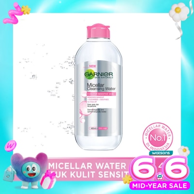 GARNIER - Garnier Micellar Water Pink 400ml - Sensitive Skin Cleansing Water
