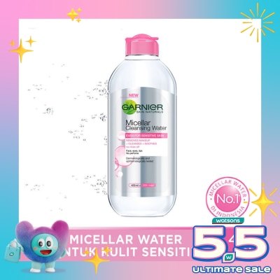 GARNIER - Garnier Micellar Water Pink 400ml - Sensitive Skin Cleansing Water
