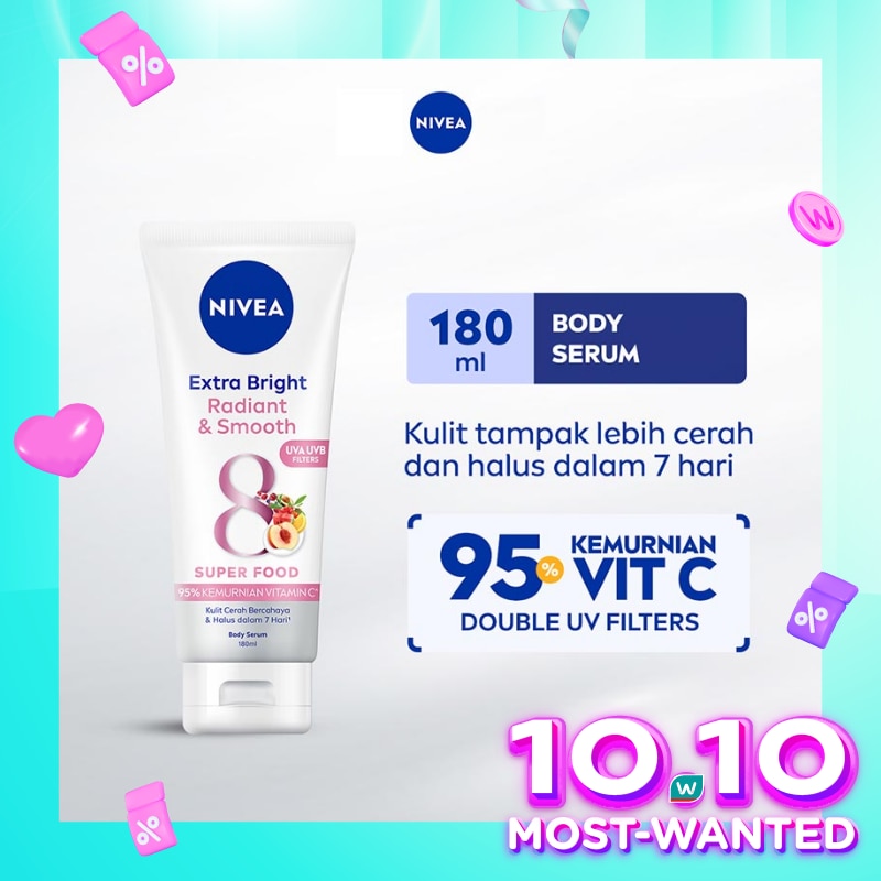 Promo Harga Nivea Body Serum Extra White Radiant & Smooth 180 ml - Watsons