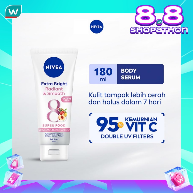 Promo Harga Nivea Body Serum Extra White Radiant & Smooth 180 ml - Watsons
