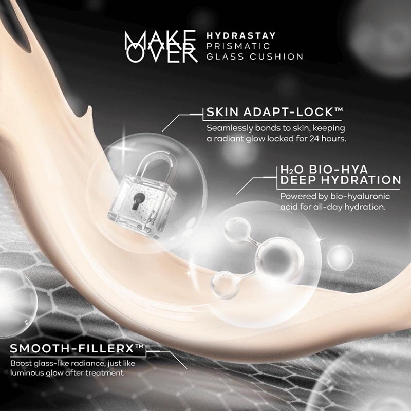 Make Over Hydrastay Prismatic Glass Cushion N30 Natural Beige 12g - Refill