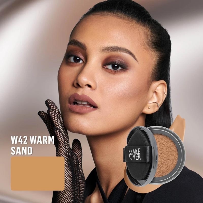 Make Over Hydrastay Prismatic Glass Cushion W42 Warm Sand 12g - Refill