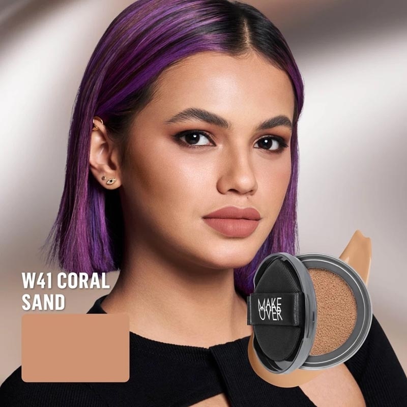 Make Over Hydrastay Prismatic Glass Cushion W41 Coral Sand 12g - Refill