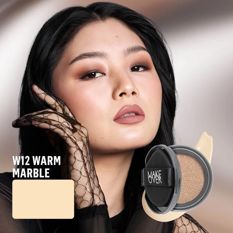 Make Over Hydrastay Prismatic Glass Cushion W12 Warm Marble 12g - Refill