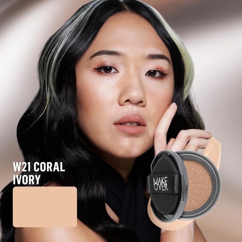 Make Over Hydrastay Prismatic Glass Cushion W21 Coral Ivory 12g - Refill