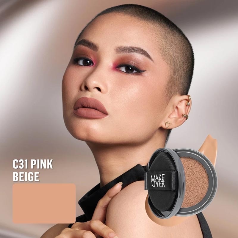 Make Over Hydrastay Prismatic Glass Cushion C31 Pink Beige 12g - Refill