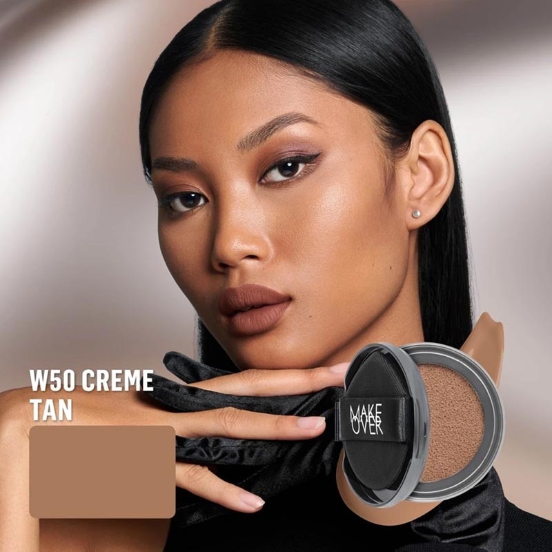 Make Over Hydrastay Prismatic Glass Cushion W50 Crème Tan 12g - Refill