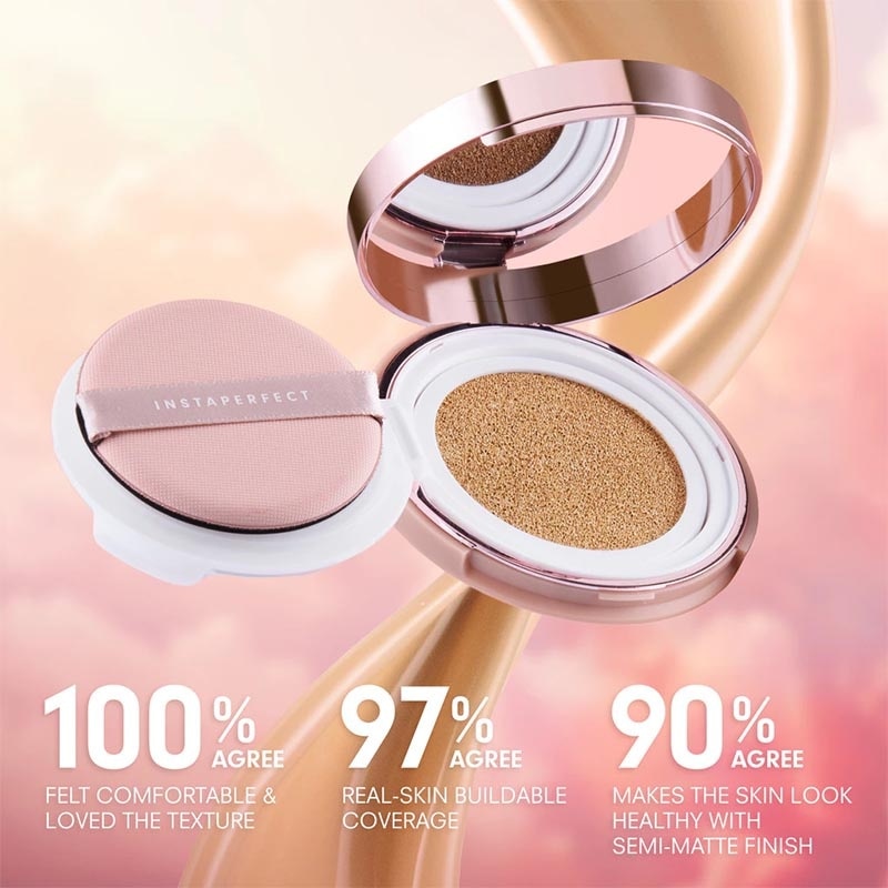 Instaperfect Refill Skincover Air Cushion W44 Golden Sand SPF 50++++ 11g - Make Up Cushion Foundation Semi Matte Finish