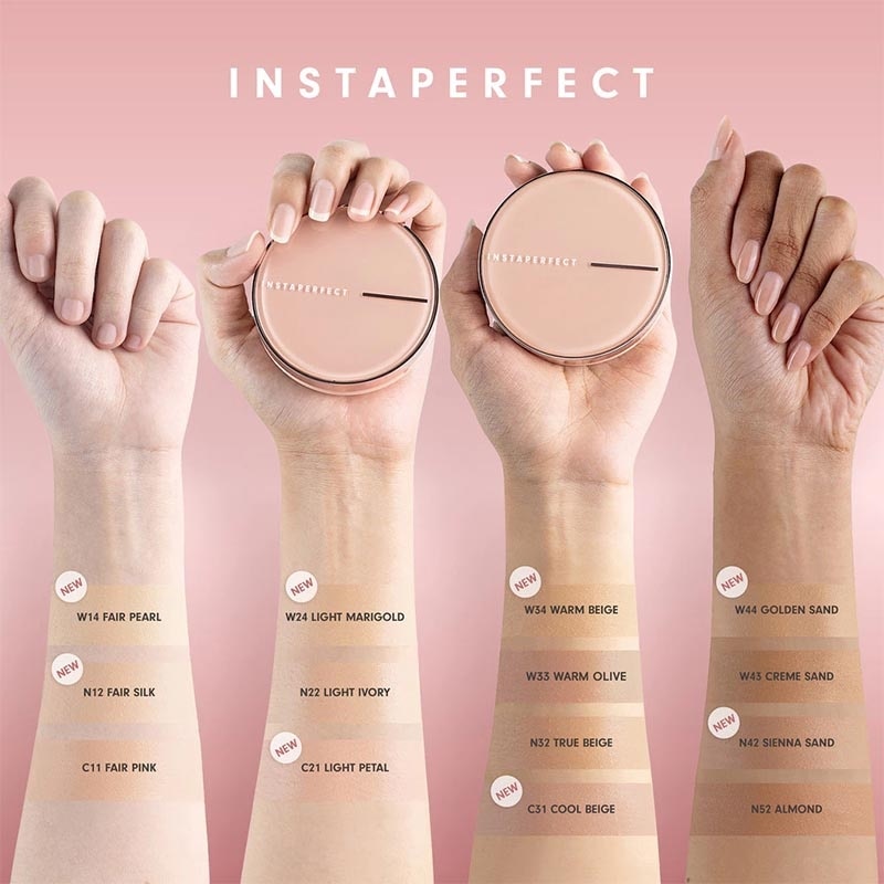 Instaperfect Refill Skincover Air Cushion W44 Golden Sand SPF 50++++ 11g - Make Up Cushion Foundation Semi Matte Finish