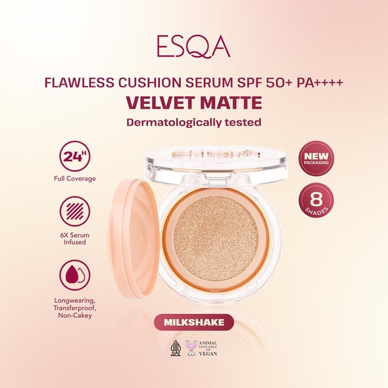 Esqa Flawless Cushion Serum SPF 50+ PA++++ Velvet Matte Milkshake 15g