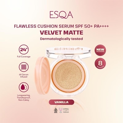ESQA Esqa Flawless Cushion Serum SPF 50+ PA++++ Velvet Matte Vanilla 15g