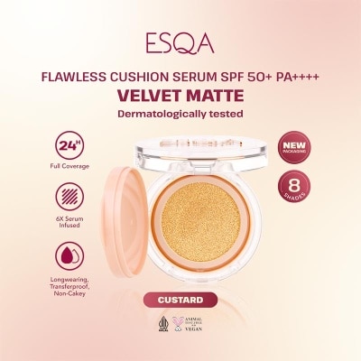 ESQA Esqa Flawless Cushion Serum SPF 50+ PA++++ Velvet Matte Custard 15g