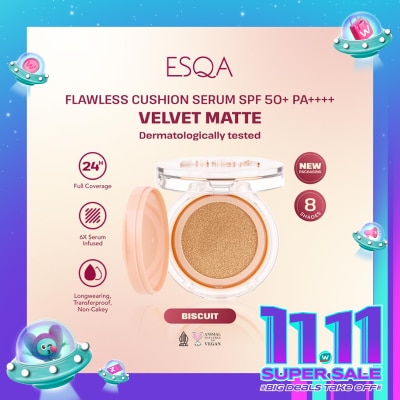 ESQA Esqa Flawless Cushion Serum SPF 50+ PA++++ Velvet Matte Biscuit 15g