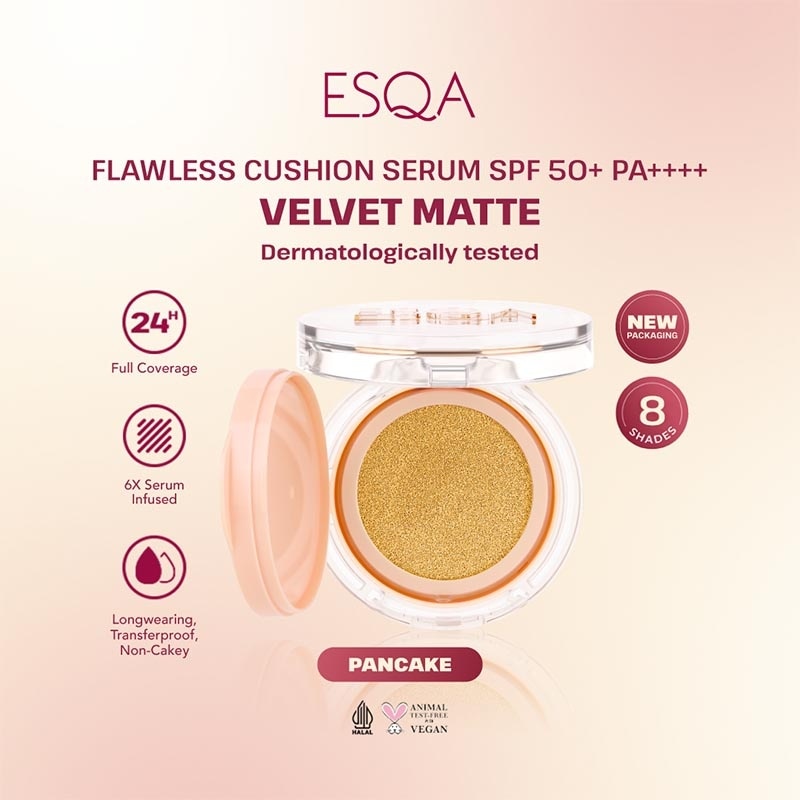 Esqa Flawless Cushion Serum SPF 50+ PA++++ Velvet Matte Pancake 15g