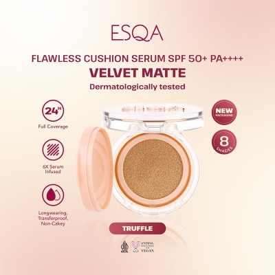 ESQA Esqa Flawless Cushion Serum SPF 50+ PA++++ Velvet Matte Truffle 15g
