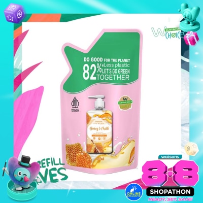 WATSONS COLLECTION - Honey & Milk Cream Refill Hand Wash 400ml - Sabun Cuci Tangan image