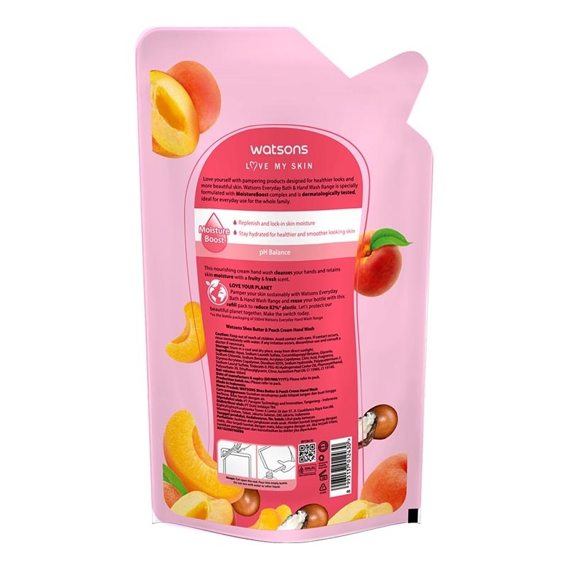 Shea Butter & Peach Cream Refill Hand Wash 400ml  - Sabun Cuci Tangan