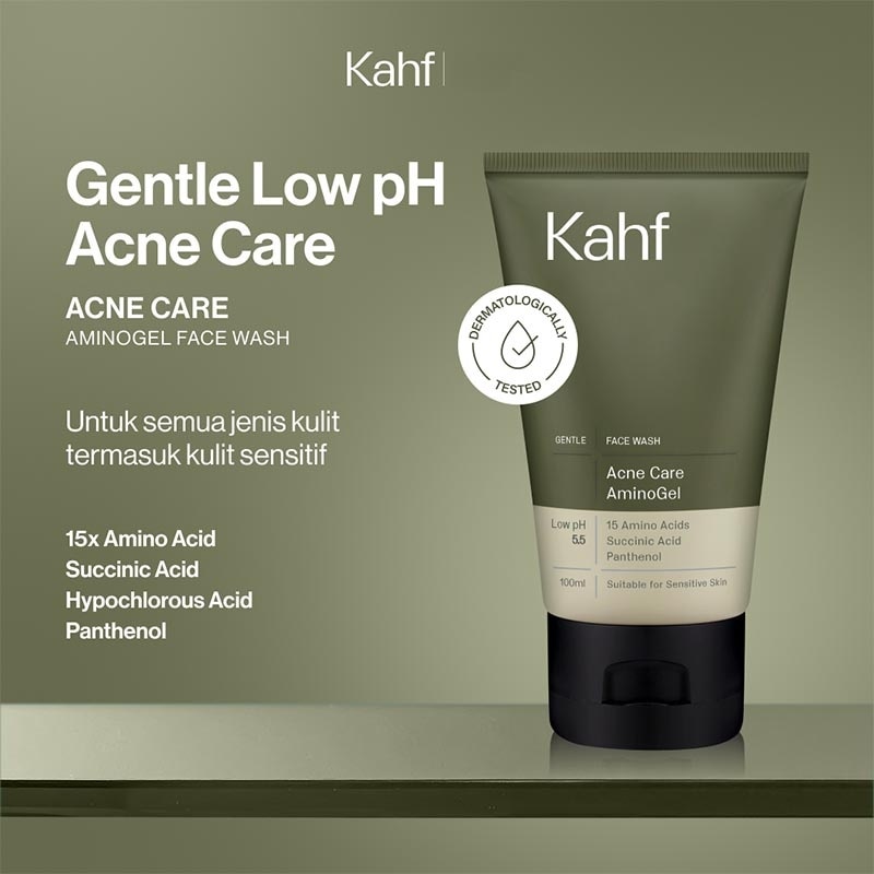 Kahf Acne Relief Amino Gel Face Wash 100ml - Sabun Cuci Muka Pria