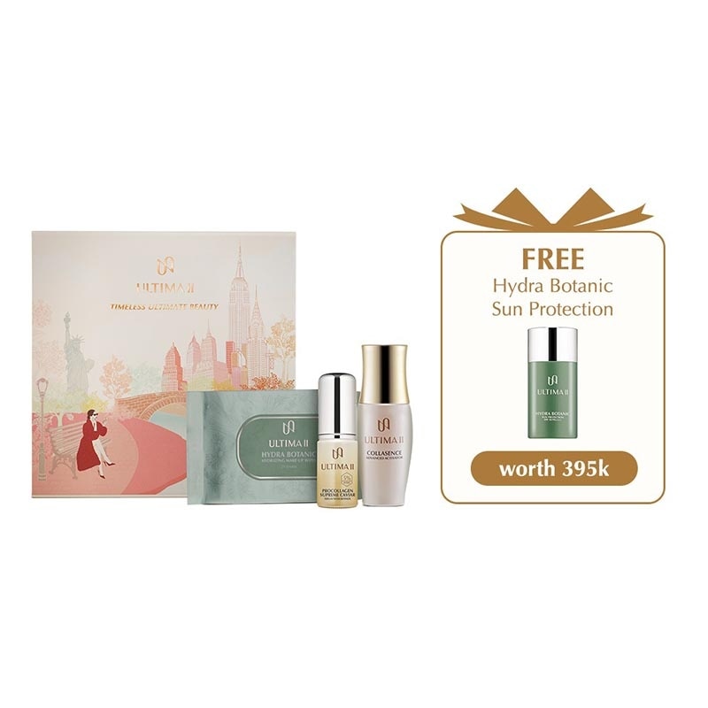 Ultima II Timeless Ultimate Beauty Kit  free Hydra Botanic Sun Protection SPF 50 PA++++