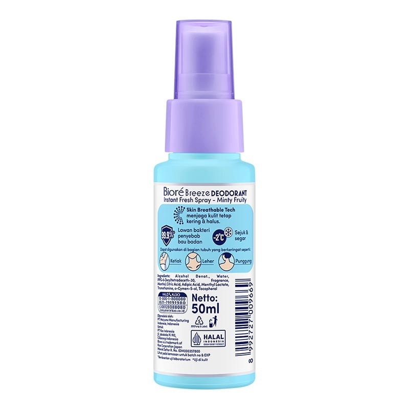 Breeze Deodorant Lasting Fresh Spray Minty Fruity 50ml