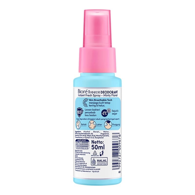 Breeze Deodorant Lasting Fresh Spray Minty Floral 50ml