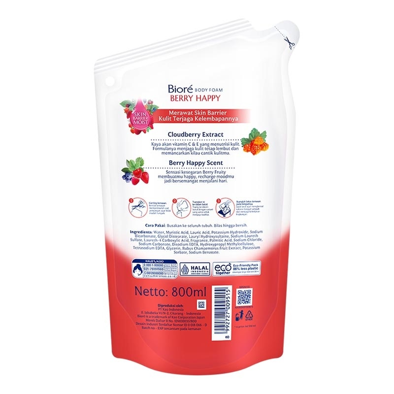 Body Foam Sabun Mandi Cair Berry Happy Pouch 800ml