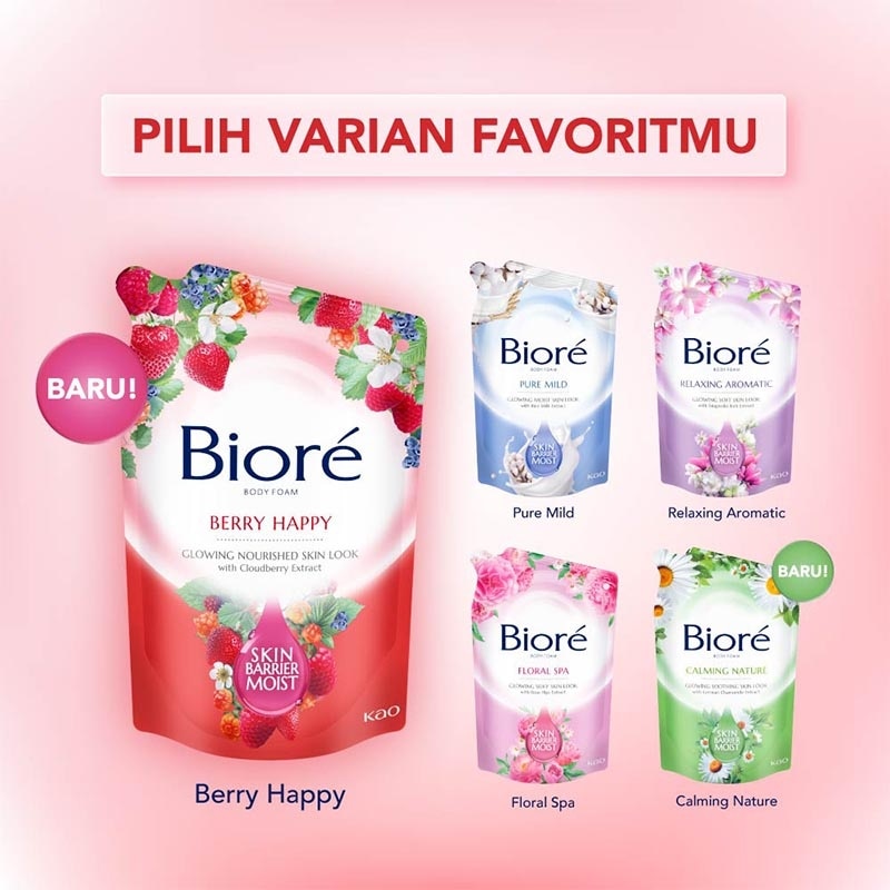 Body Foam Sabun Mandi Cair Berry Happy Pouch 800ml