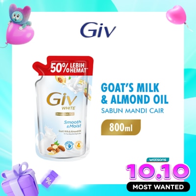 GIV White Sabun Mandi Cair Goats Milk & Almond 800ml image