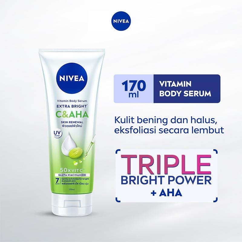 Promo Harga Nivea Extra Bright 10 Super Vitamins & Skin Food Serum 180 ml - Watsons