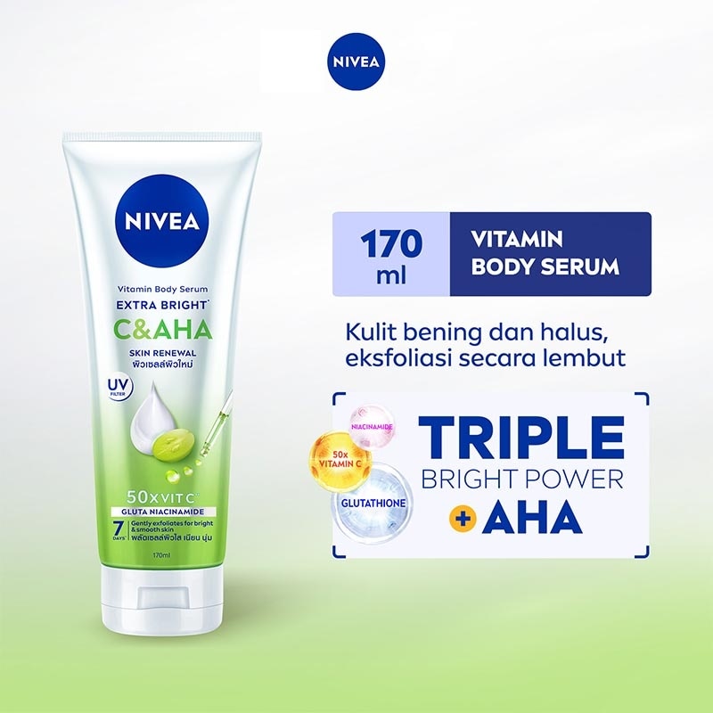 Promo Harga Nivea Extra Bright 10 Super Vitamins & Skin Food Serum 180 ml - Watsons