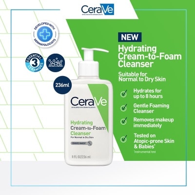 CERAVE CeraVe Hydrating Cream-to-Foam Facial Cleanser 236ml - Makeup Remover
