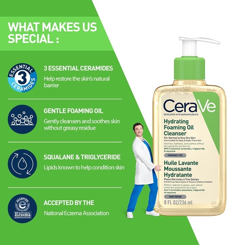 CeraVe Hydrating Foaming Oil Facial Cleanser 236ml