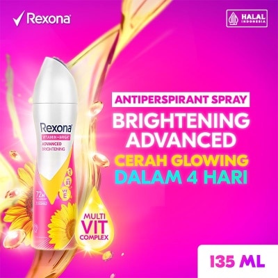 REXONA Women Antiperspirant Aerosol Deodorant Spray Advanced Brightening 135ml
