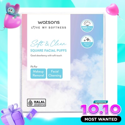 WATSONS COLLECTION Love My Softness Square Facial Puffs 35g Kapas Lembut image