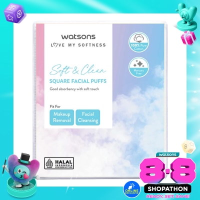WATSONS COLLECTION - Love My Softness Square Facial Puffs 35g - Kapas Lembut image