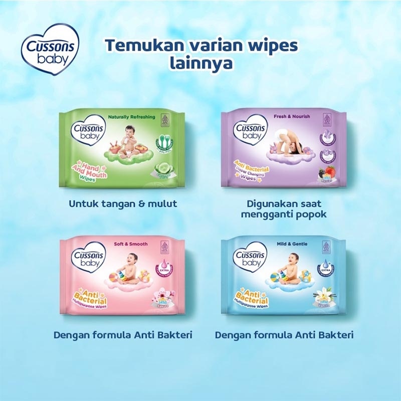 [Twinpack] Cussons Baby Wipes Mild & Gentle 45'S X 3